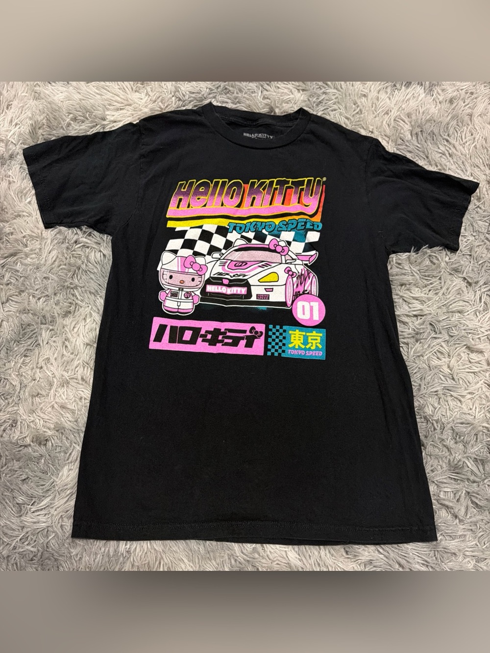 Hello Kitty Sanrio Nascar Tokyo Speed Japanese Shirt Black Pink Racing Small